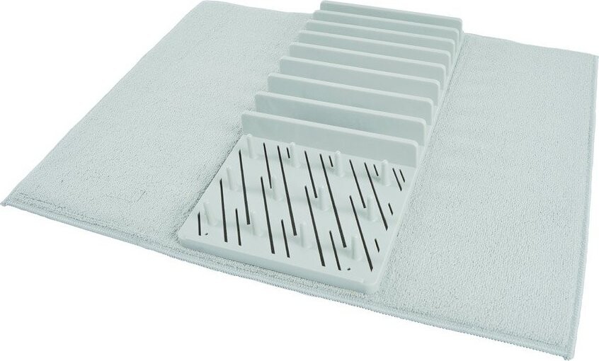Světle modrá plastová odkapávací podložka na nádobí 50x38 cm – Homéa
