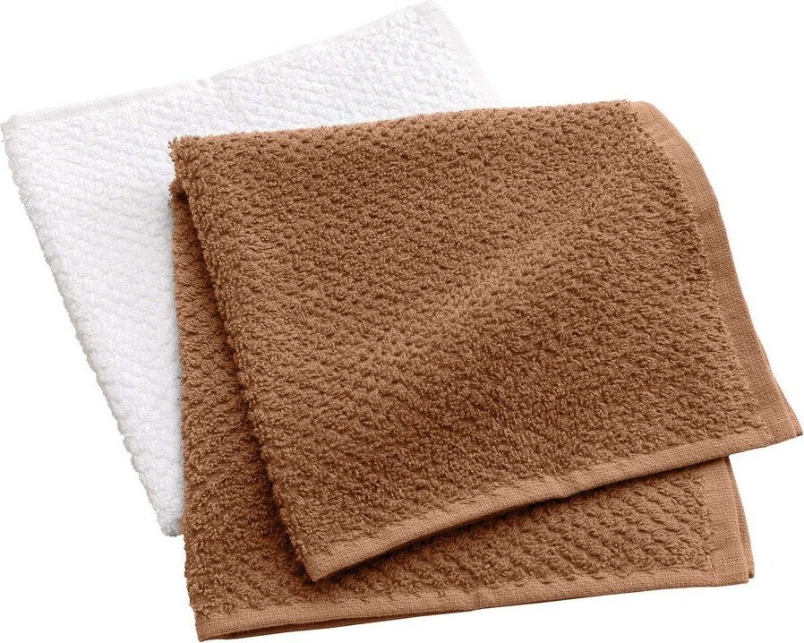 Bílé/v terakotové barvě froté bavlněné ručníky v sadě 2 ks 50x50 cm Gourmet – douceur d'intérieur