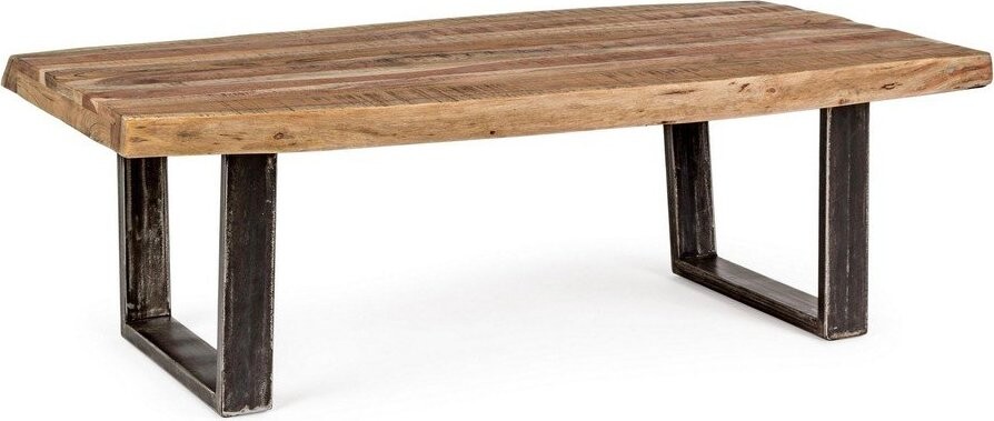 Černý/v přírodní barvě konferenční stolek s deskou z akácie 70x120 cm Elmer – Bizzotto