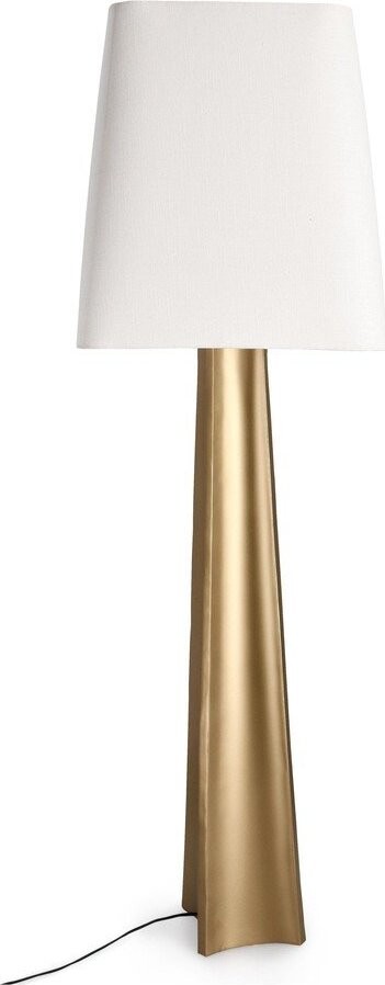 Stojací lampa ve zlaté barvě s textilním stínidlem (výška 151 cm) Tripura – Bizzotto