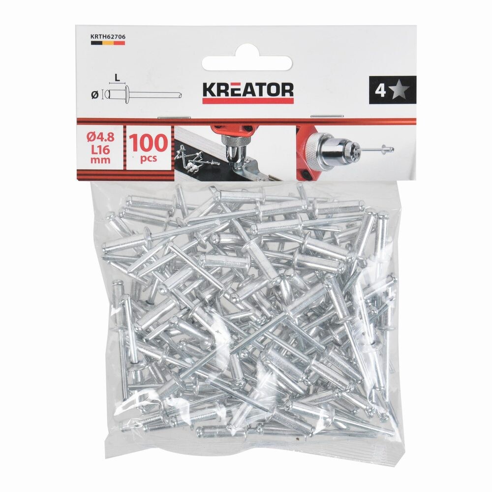 Trhací nýty Kreator 4,8x16mm 100ks KRTH62706