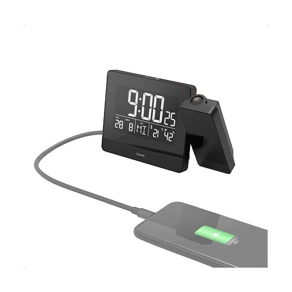 Hama  Réveil à projection  Plus Charge Noir  Černá