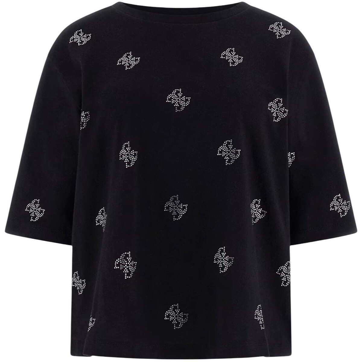 Guess  SILVY 4G SS CN T-SHIRT V6GI18 K2985  Černá