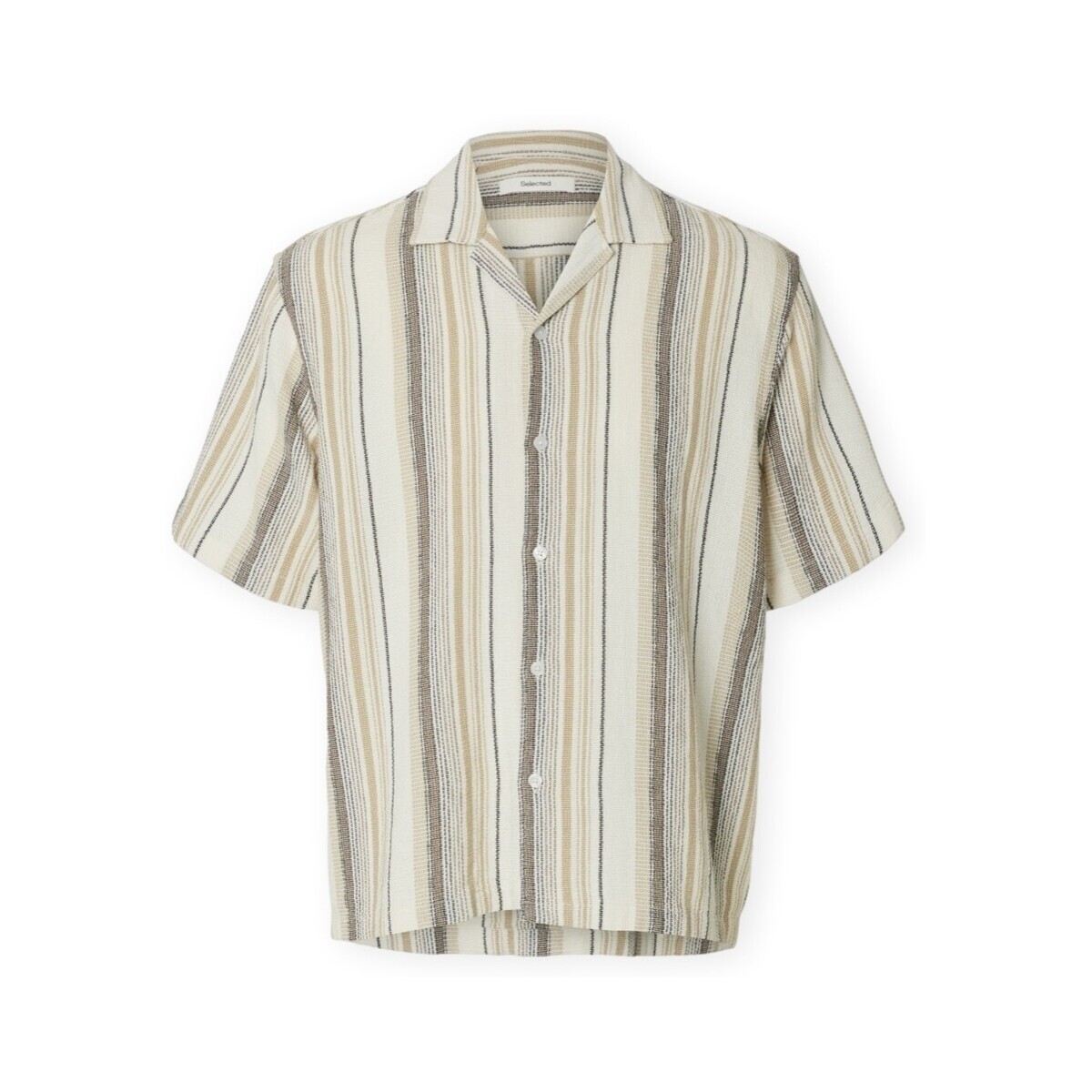 Selected  Rlxcal Shirt - Egret/Brown Multi  Béžová