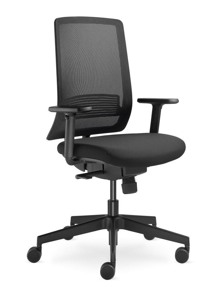 Kancelářská židle LYRA Air s područkami – synchronní mechanika, síť, černá LD Seating