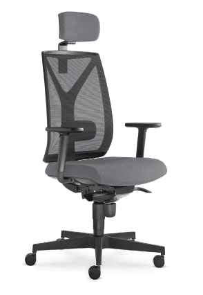 Kancelářská židle LEAF 503 s podhlavníkem a područkami – synchronní mechanika, síť, černá-šedá LD Seating