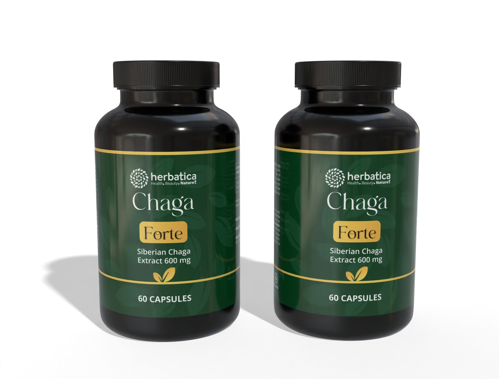Výhodný set: 2× Čaga sibiřská FORTE - 60 veganských kapslí (600mg/kapsle) - Herbatica