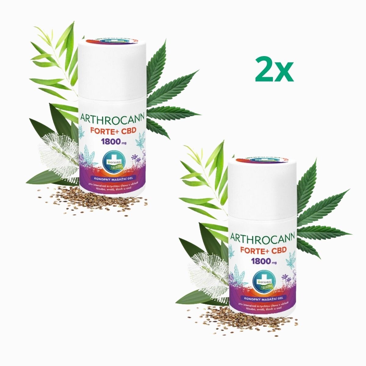 Zvýhodněný set: 2x ARTHROCANN konopný masážní gel FORTE+1800 mg CBD - 90 ml - Annabis