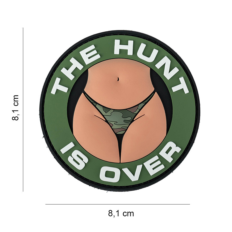 Gumová nášivka 101 Inc nápis The hunt is over - olivová