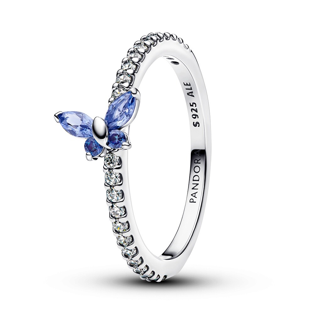 Pandora Něžný stříbrný prsten Modrý motýlek Timeless 194269C01 56 mm
