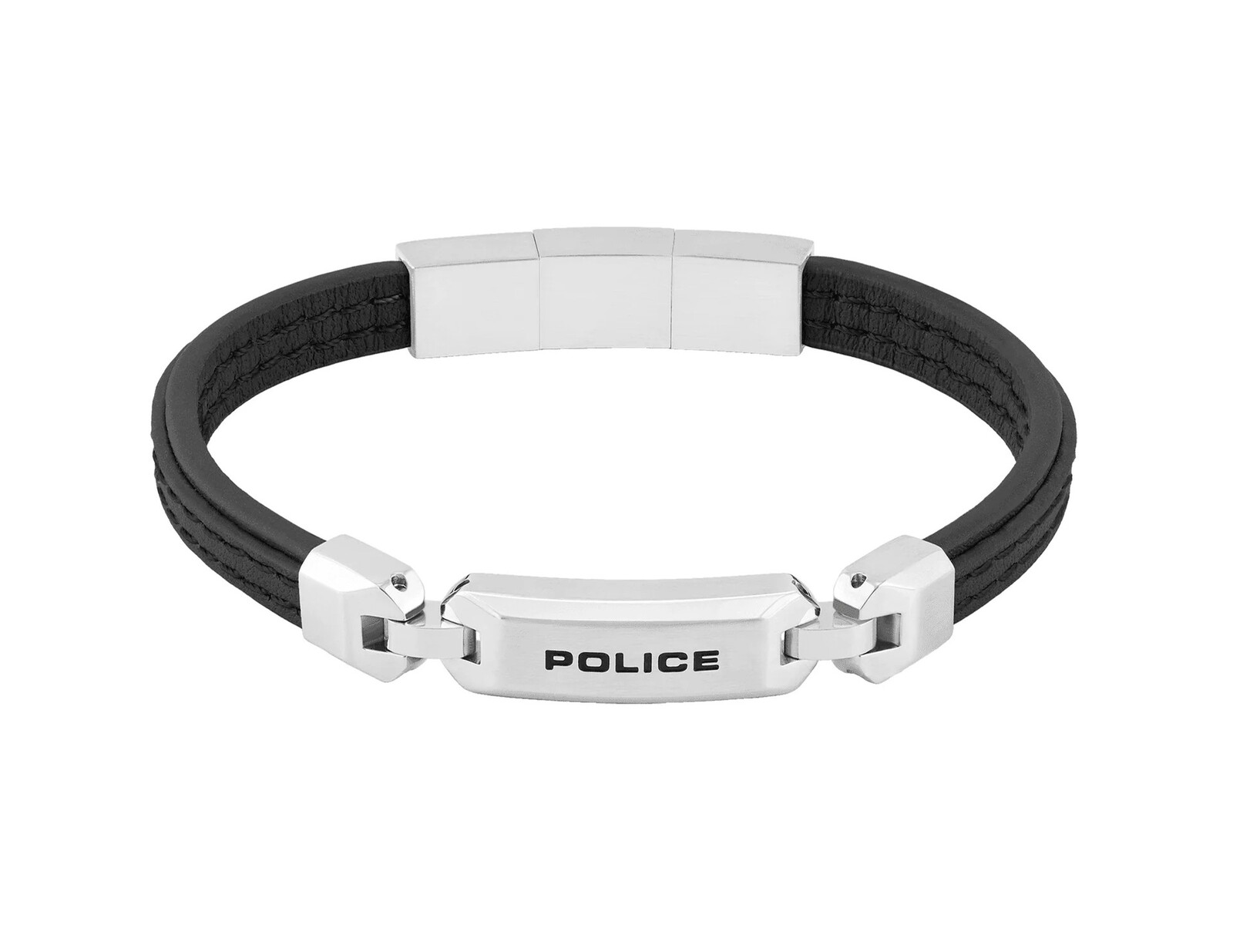 Police Černý kožený náramek pro muže Layerlock PEAGB0082901