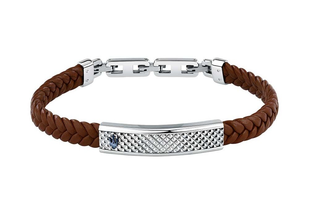 Maserati Hnědý kožený náramek pro muže Leather JM525AVE37