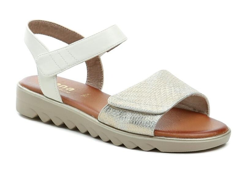 Jana 8-28265-42 bílo zlaté dámské sandály šíře H