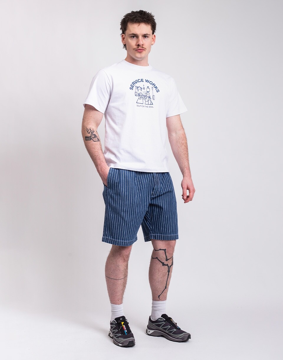Service Works Pinstripe Part Timer Shorts INDIGO M