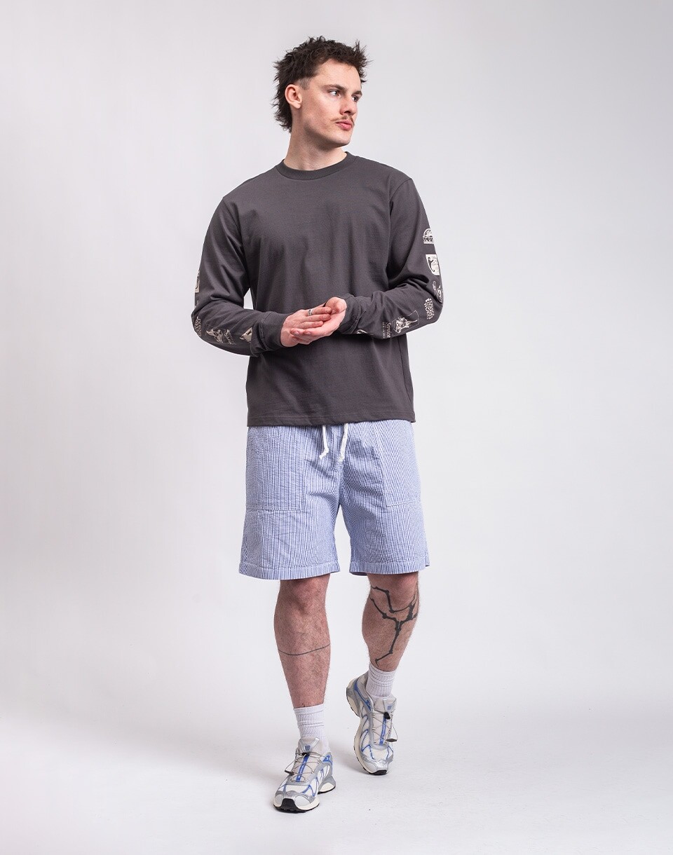 Service Works Seersucker Chef Shorts NAVY STRIPE M