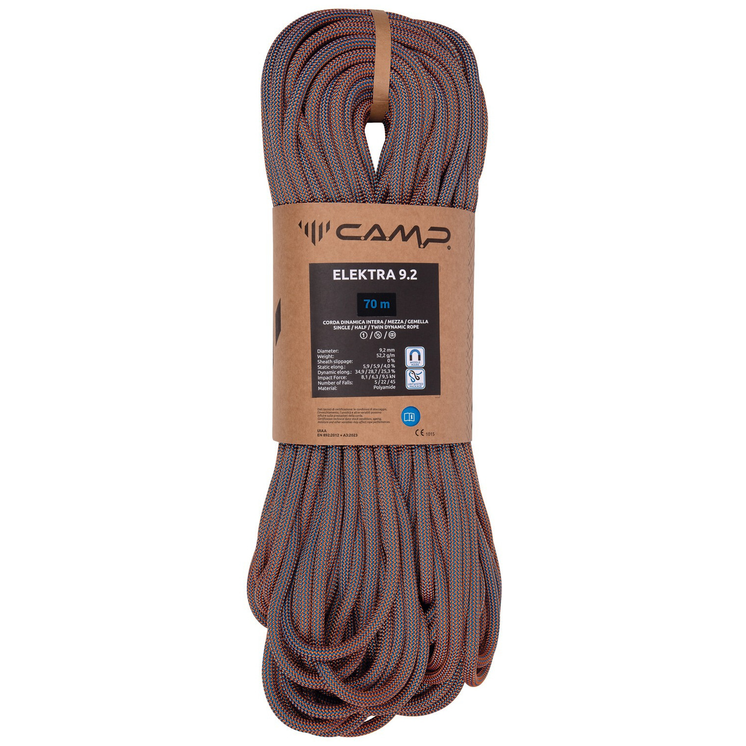 Lezecké lano Camp Elektra 9.2 - 70m Barva: modrá/oranžová