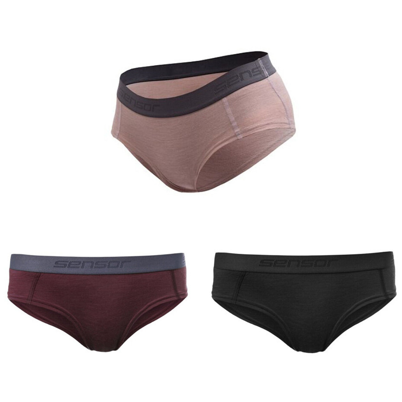 Dámské kalhotky Sensor Merino Air 3-Pack Velikost: L / Barva: černá/červená