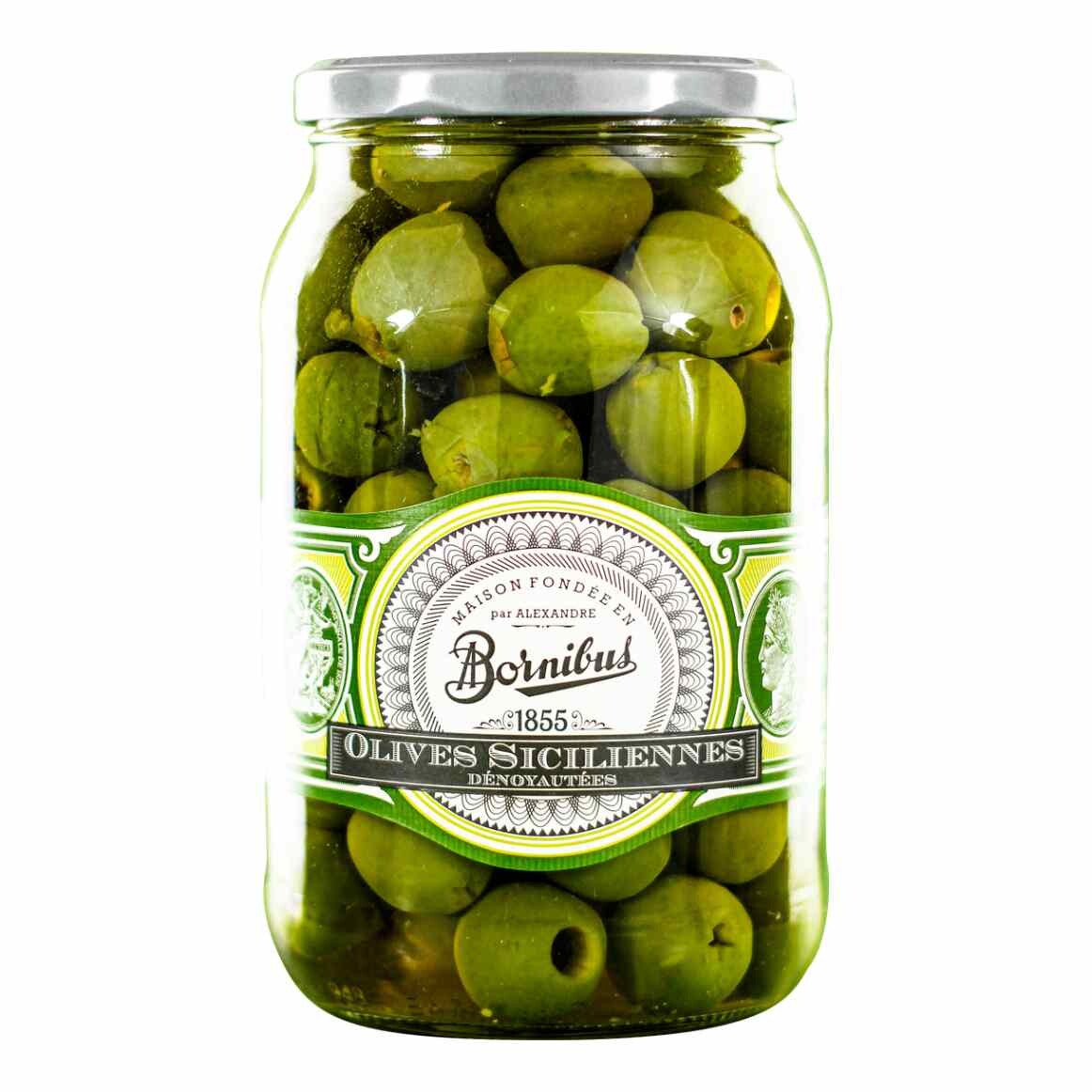 Zelené olivy 880 g, sicilské, vypeckované, BORNIBUS