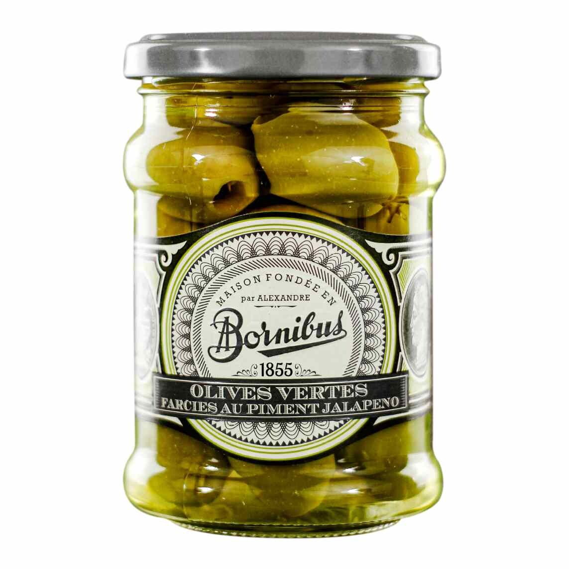 Zelené olivy 270 g, plněné jalapeño, BORNIBUS