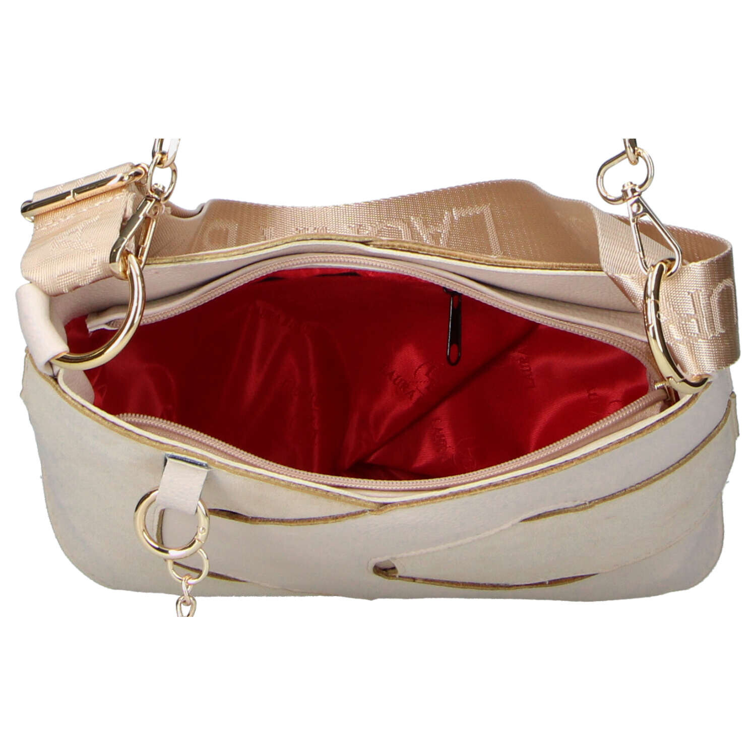 Trendy dámská semišová crossbody kabelka LB Gabriella, béžová