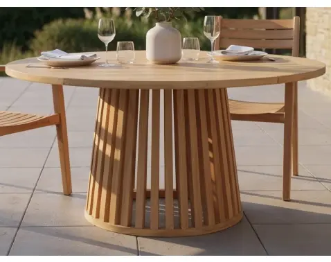Kulatý zahradní jídelní stůl Manado, 120 cm, teak