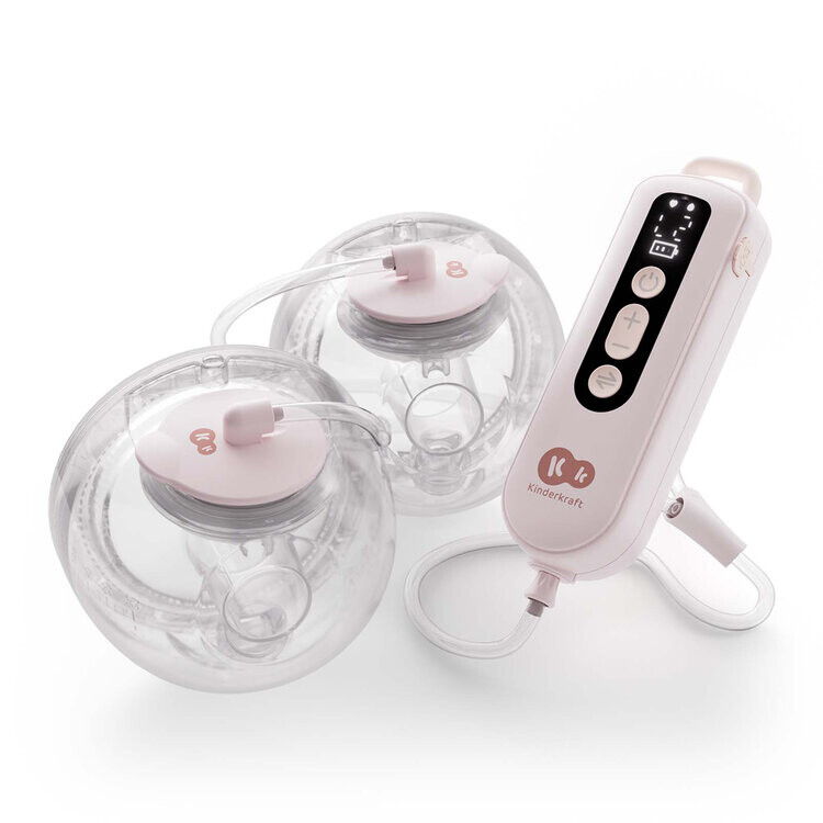 KINDERKRAFT Odsávačka mateřského mléka Double Hands-free Gentle Flow Pink