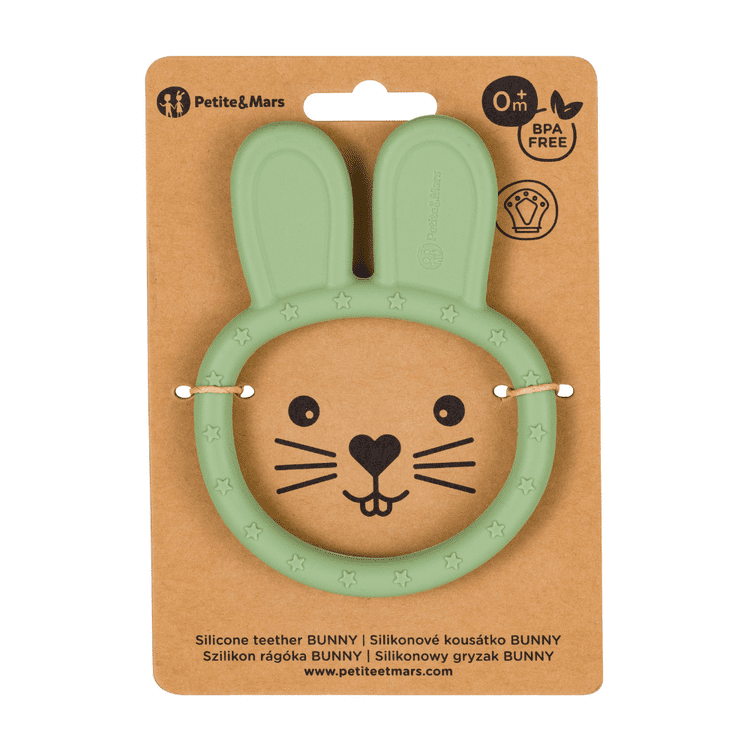 PETITE&MARS Kousátko silikonové Bunny Sweet Pea 0m+