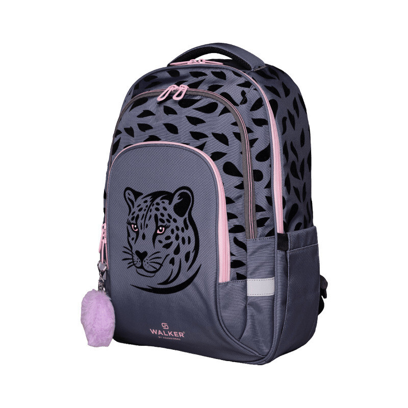 Školní batoh WALKER, Fame Ace, Leopard, Light Grey