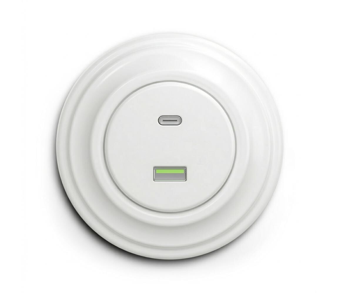 lap - Retro USB zásuvka A+C s rámečkem sněhově bílá KA0151+KA0157