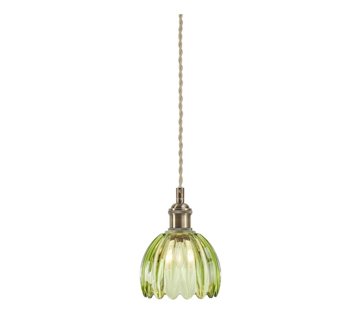 Markslöjd 109138 - Lustr na lanku GOTA 1xE14/40W/230V kouřová zelená/mosaz 109138