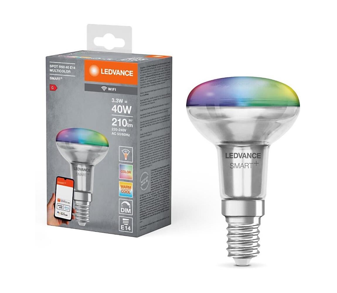 LED RGBW Stmívatelná žárovka SMART+ E14/3,3W/230V 2700-6500K Wi-Fi - Ledvance 4058075609556