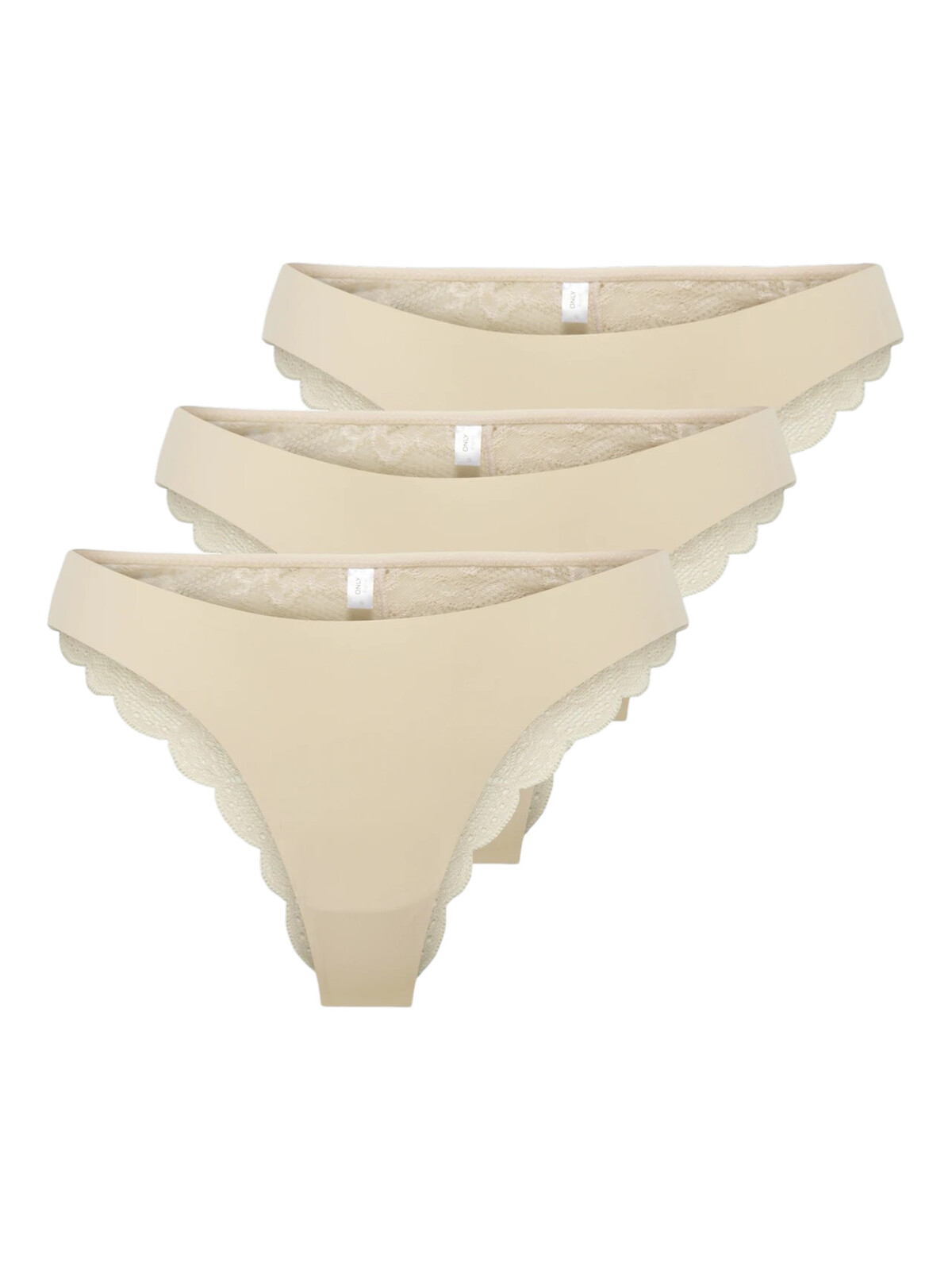 3PACK dámske kalhotky brazilky ONLY béžové (15348960-Peach Taffy) XL