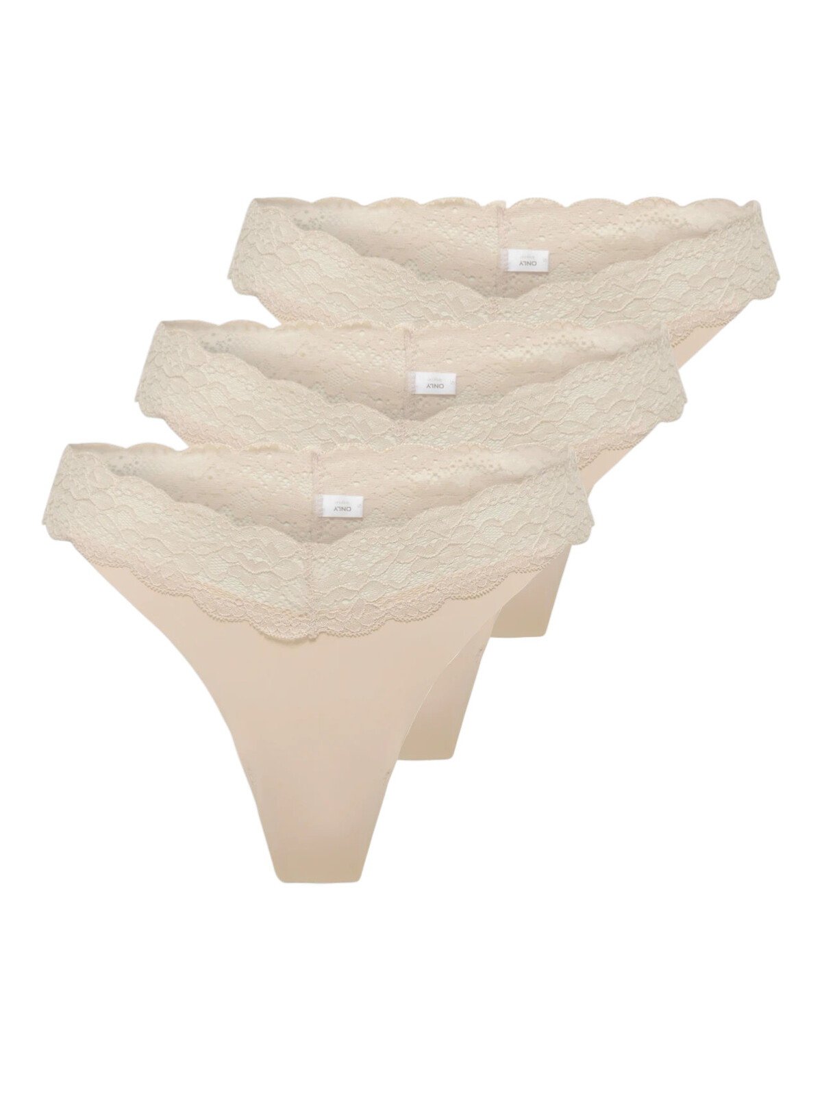 3PACK dámská tanga ONLY béžová (15340169-Peach Taffy) L