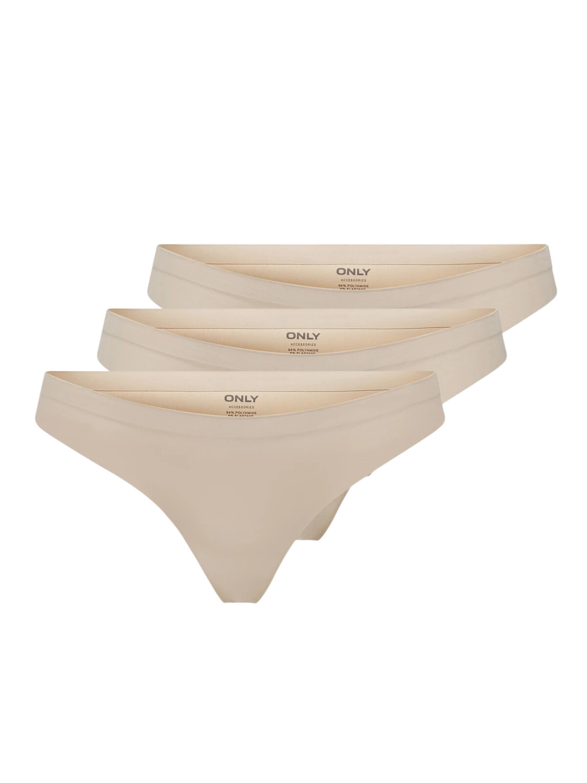 3PACK dámská tanga ONLY béžová (15211630-Peach Taffy) S