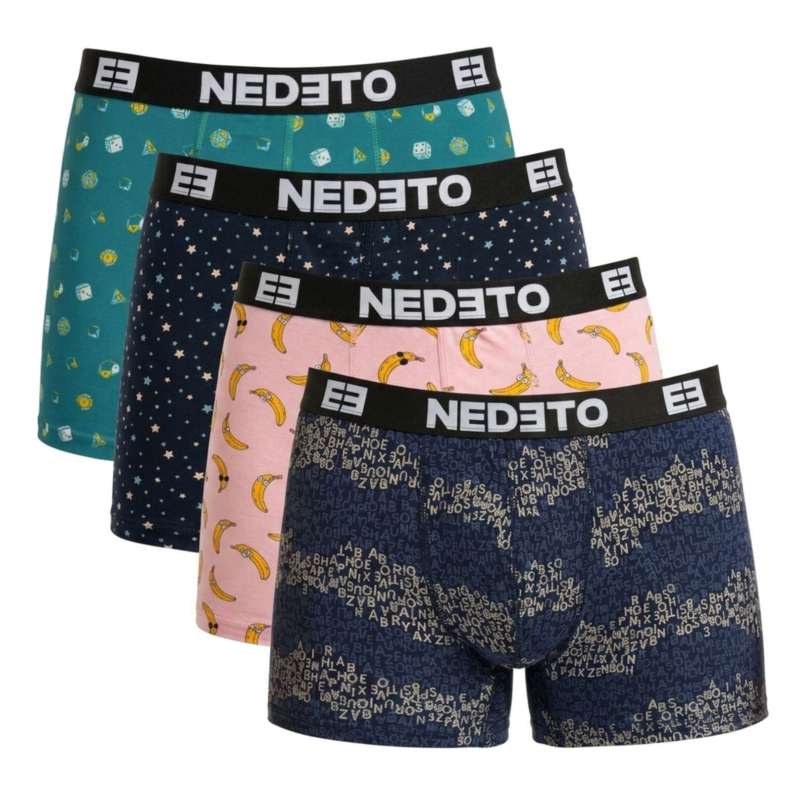 4PACK pánské boxerky Nedeto vícebarevné (4NBV1) L, trenky / trenýrky