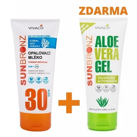 Vivaco DUOPACK opalovací mléko SPF 30 + Zklidňující gel s aloe vera SUN BRONZ 2 kusy