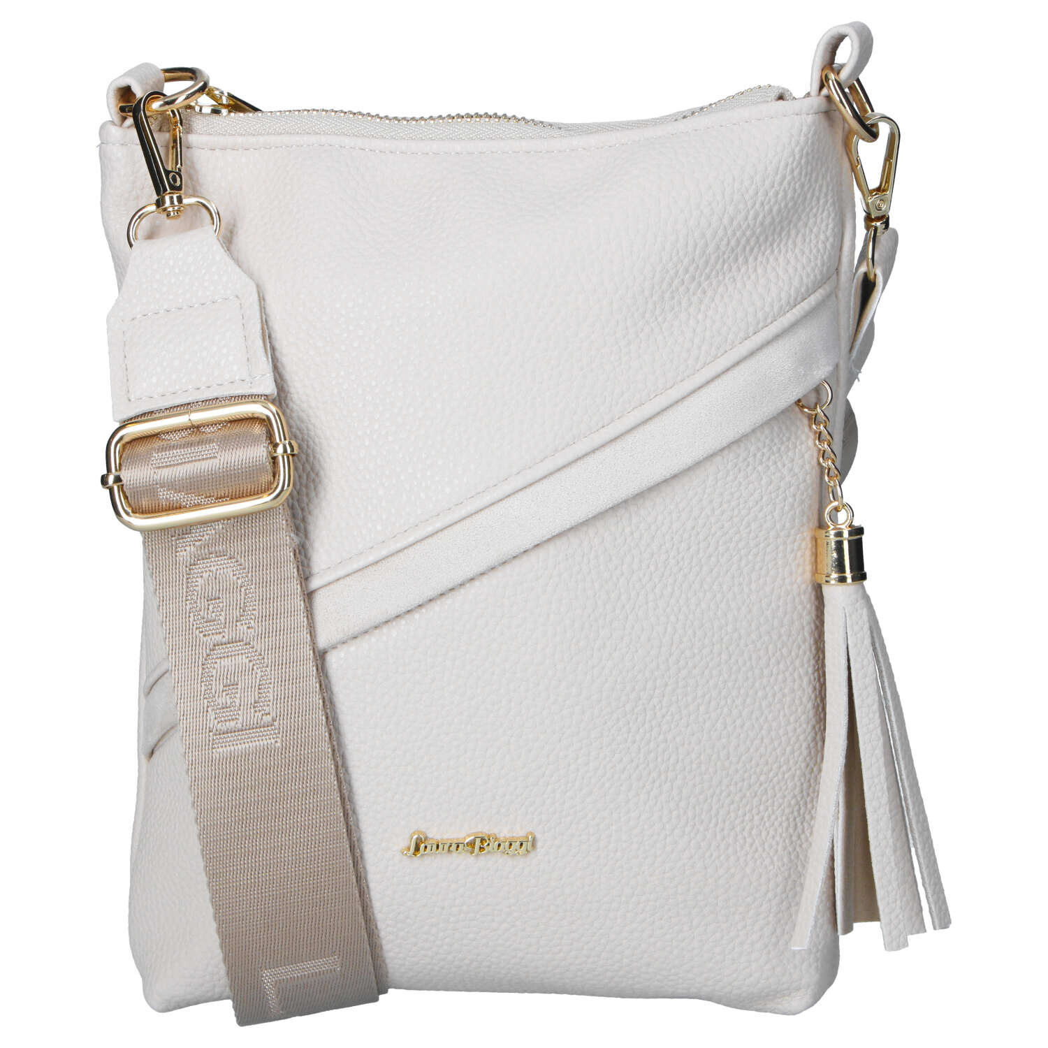 Dámská kožená crossbody kabelka béžová - Laura Biaggi Liora béžová