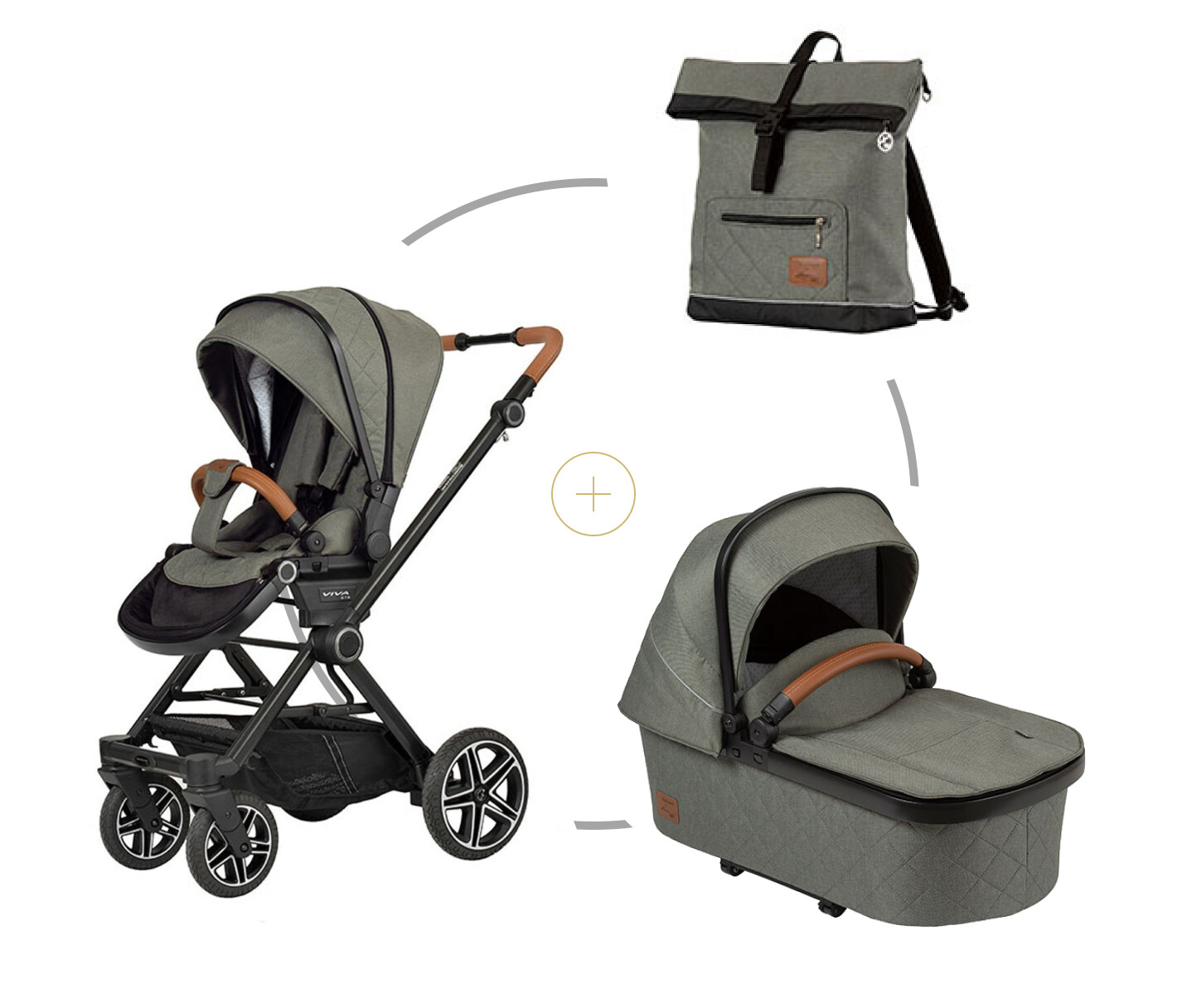 Hartan VIVA GTR SELECTION s ruční brzdou + korba Falt Premium Selection + taška Flexi OLIVE