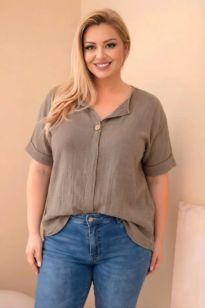 Bavlněná halenka Kesi Włoski se zapínáním na knoflíky