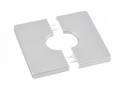 Eco produkty Krycí růžice dělená 70 x 70 x 26 mm čtvercová plochá samolepící - barva matný chrom (dělená samolepící čtvercová krytka pro výtokové a rohové ventily pro dodatečnou montáž)