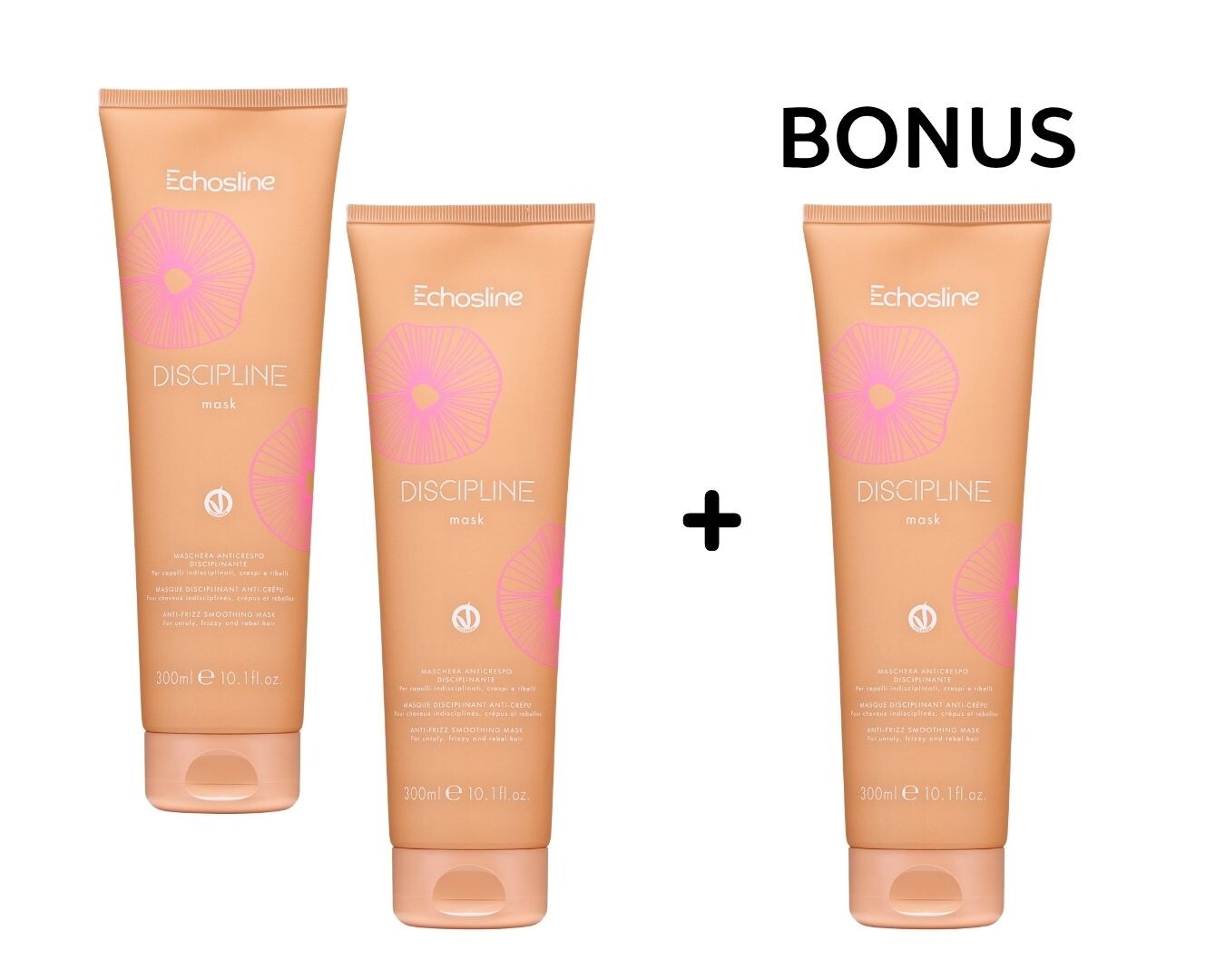 AKCE: 2 + 1 Echosline Discipline Mask - uhazující maska proti krepatění, 300 ml