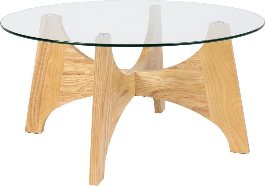 Kulatý konferenční stolek se skleněnou deskou v přírodní barvě ø 80 cm Kobe – Zuiver
