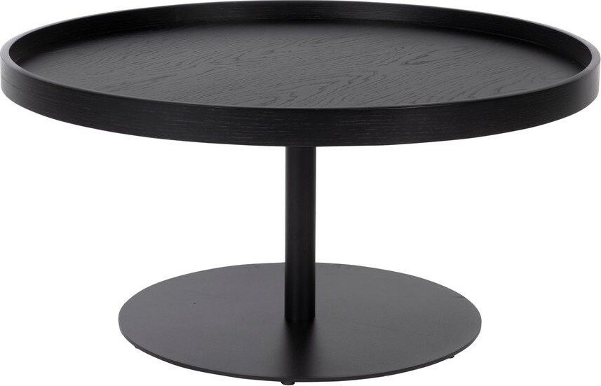 Černý kulatý konferenční stolek s deskou v dubovém dekoru ø 70 cm Yuri L – White Label