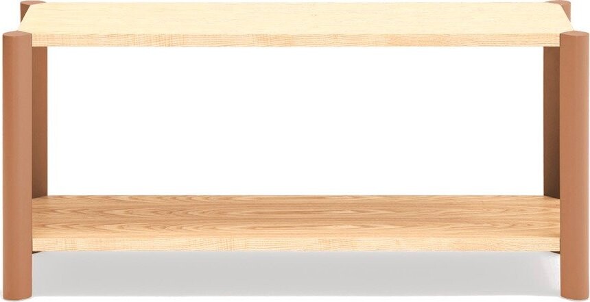 Regál v dekoru dubu v cihlové barvě/ve světle přírodní barvě 126x59x43 cm Bona – Teulat