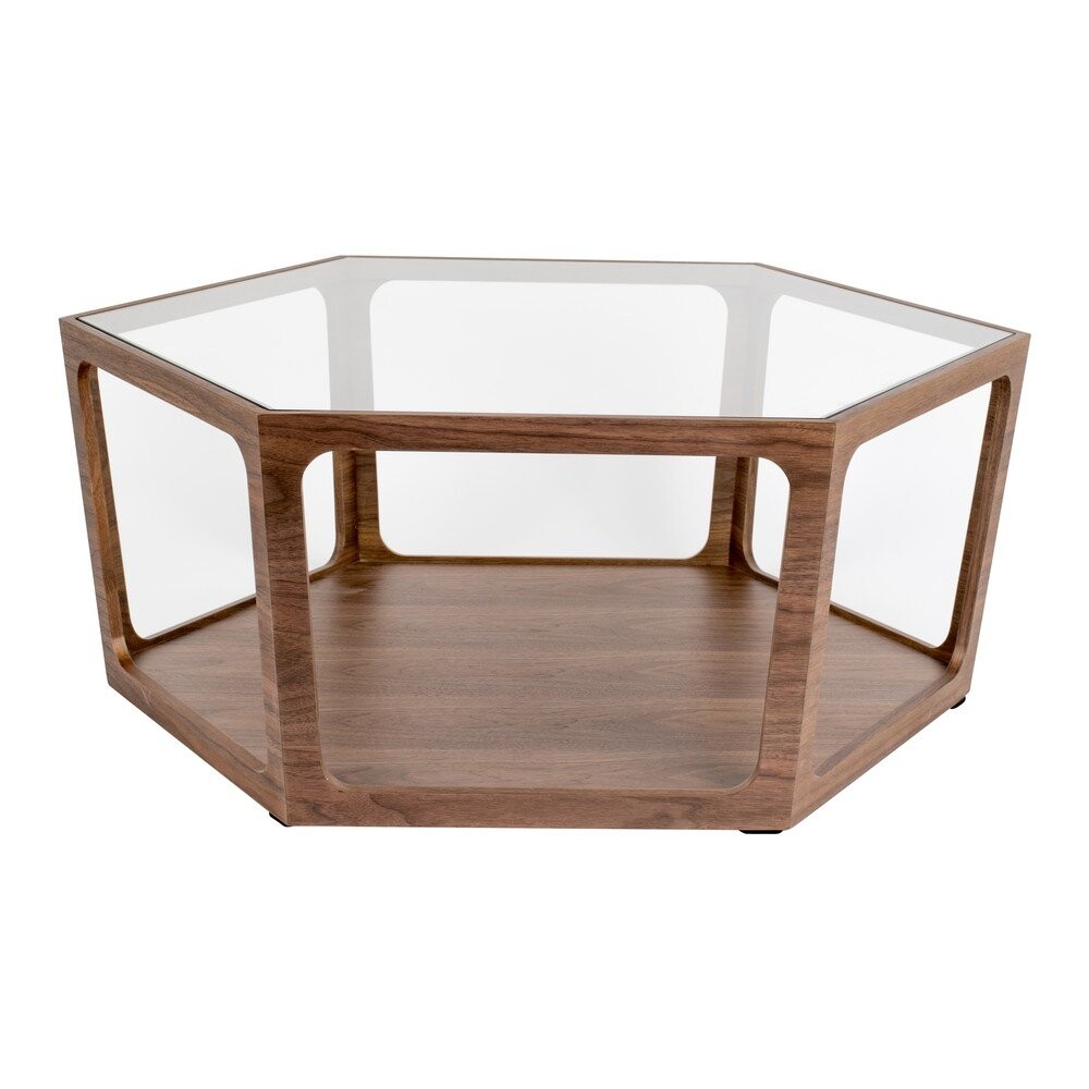 Konferenční stolek se skleněnou deskou v tmavě přírodní barvě 80x92,5 cm Sita – Dutchbone