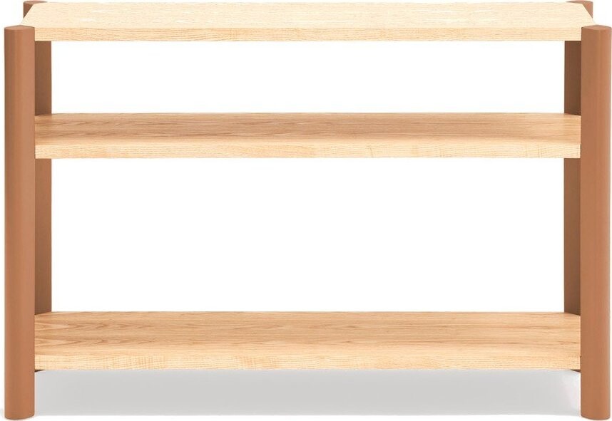 Regál v dekoru dubu v cihlové barvě/ve světle přírodní barvě 126x84x43 cm Bona – Teulat