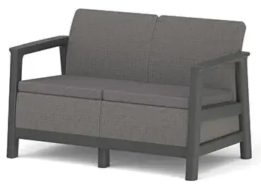 Keter SCANDI LINEA 2 SEATER SOFA - Mountain Grey/Grafit
