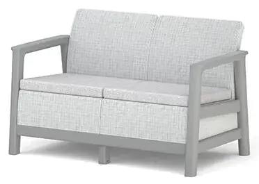 Keter SCANDI LINEA 2 SEATER SOFA - Ash grey/Storm grey