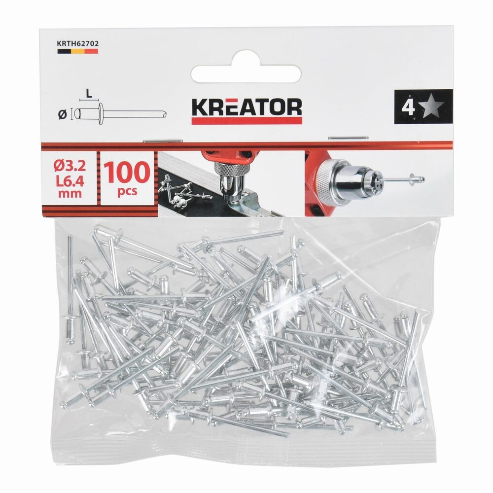 Trhací nýty Kreator 3,2x6,4mm 100ks KRTH62702