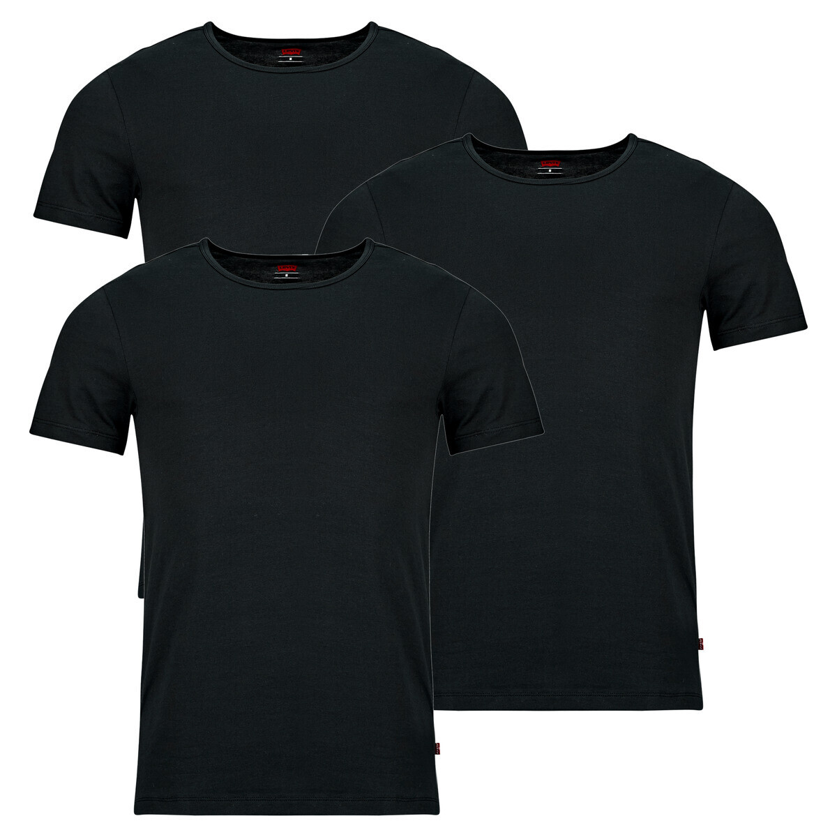 Levis  SOLID CREW  pack de 3  Černá